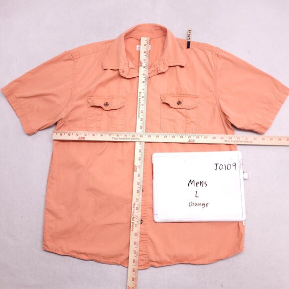 Magellan Casual Short Sleeve Button Up Shirt Mens Size Large L Orange - Picture 6 of 10